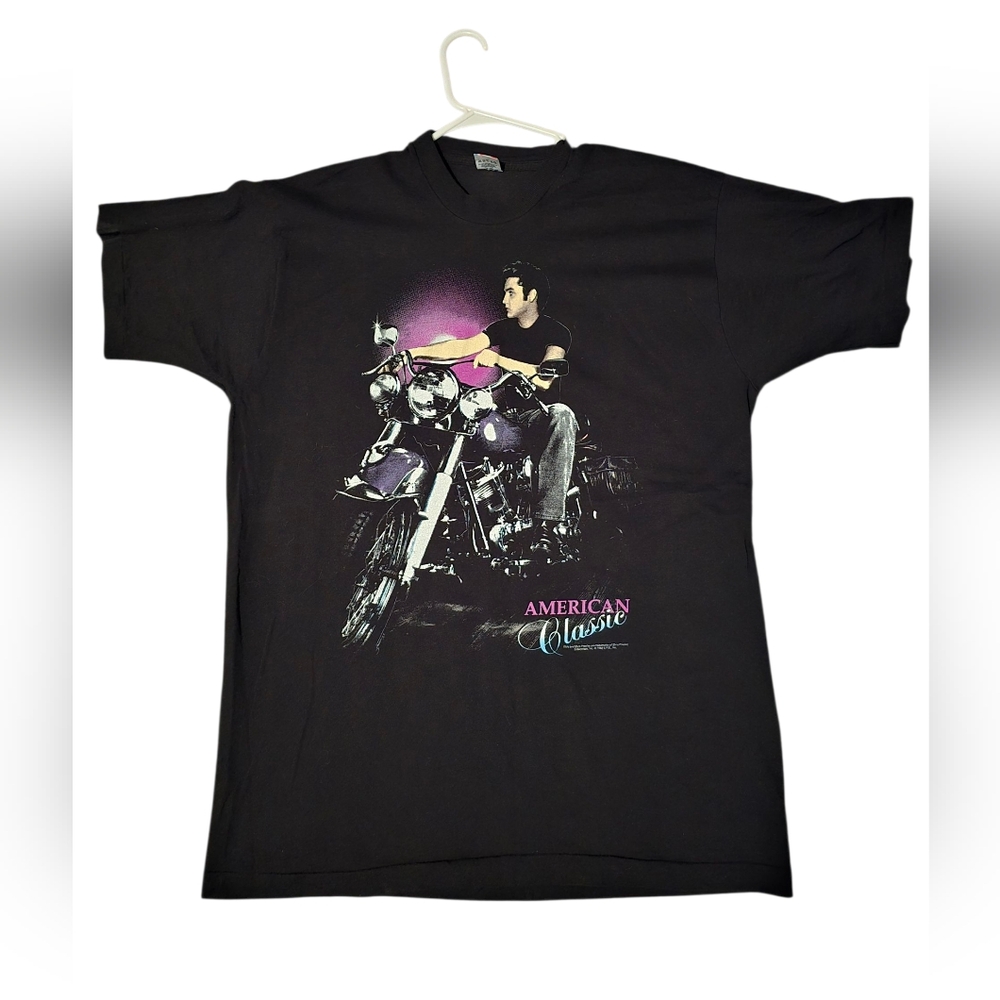 1992 Rock N Roll American Classic Elvis Presley Black Motorcycle Graphic Tee XXL